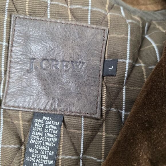 J.Crew Men’s Brown Label Suede‎ Leather Coat / Jacket Large Zipper Lining Toggle - Picture 9 of 13